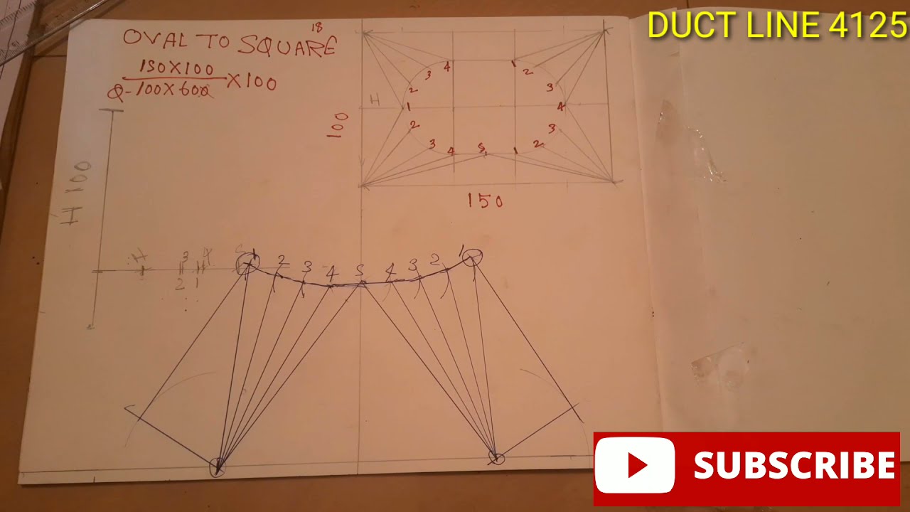 Oval to square duct  How to make oval to square