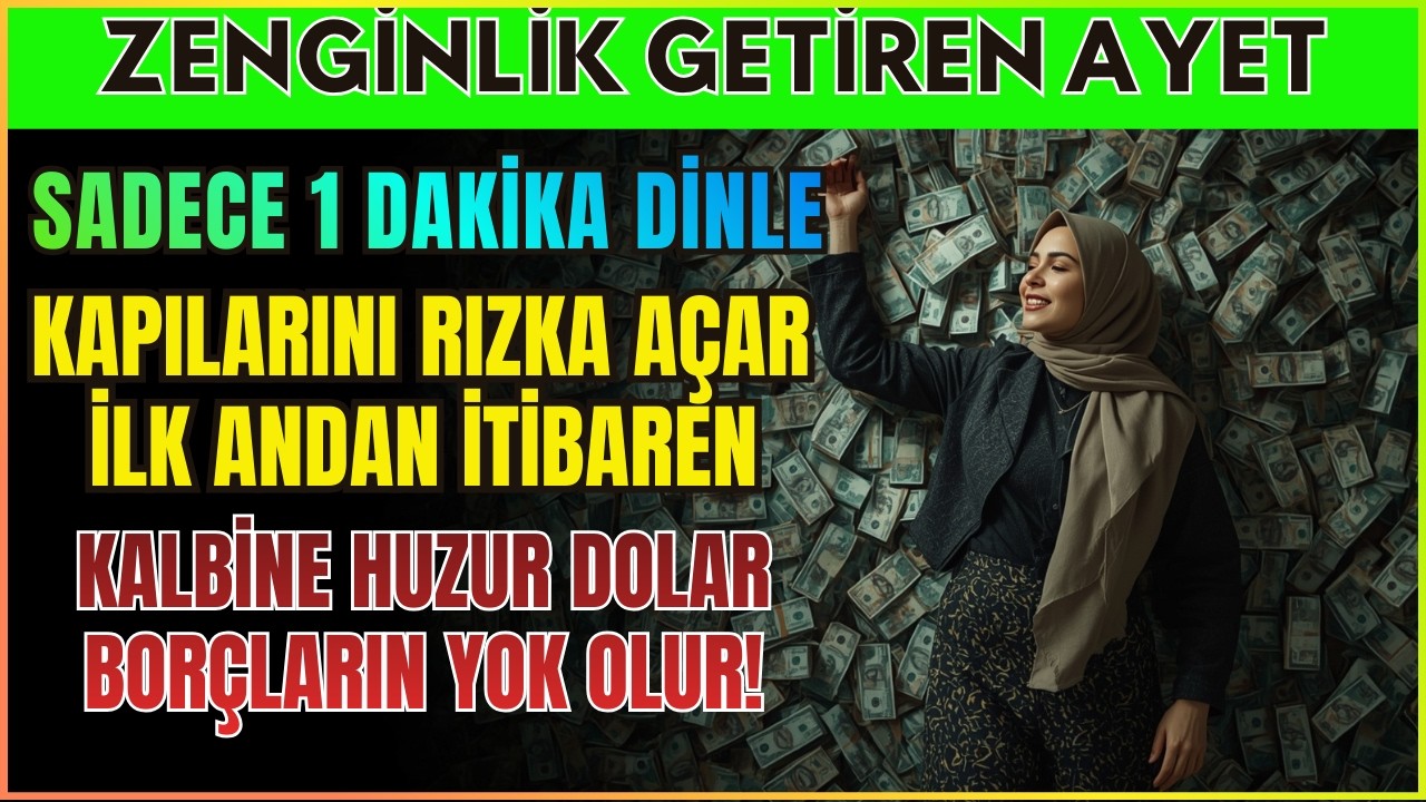 ZENGİNLİK VE HUZUR AYETİ 🍀 1 DAKİKA DİNLE, YOKSULLUĞU SİL VE RIZKA KAVUŞ