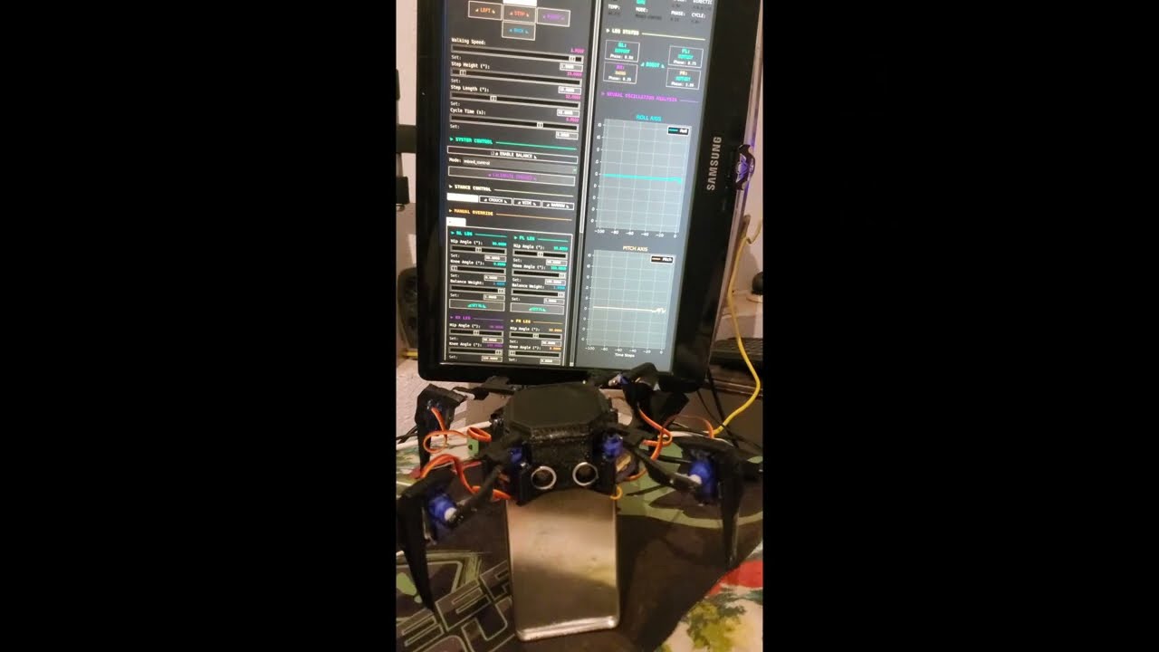 Self-Balancing Quadruped Spider Robot with ROS2 and Neon 3D GUI