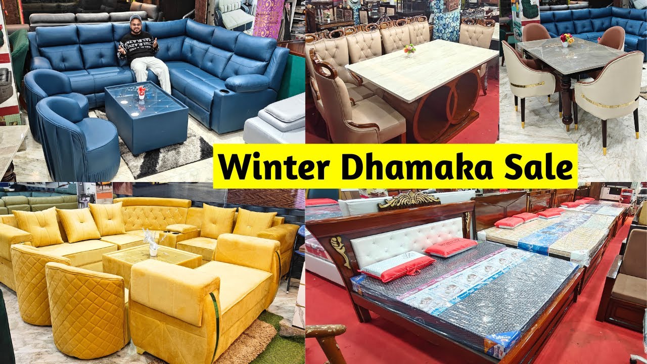 Winter Dhamaka Sale Luxurious Premium Quality Sofa Sets, Dining Tables, Cots Furniture Market