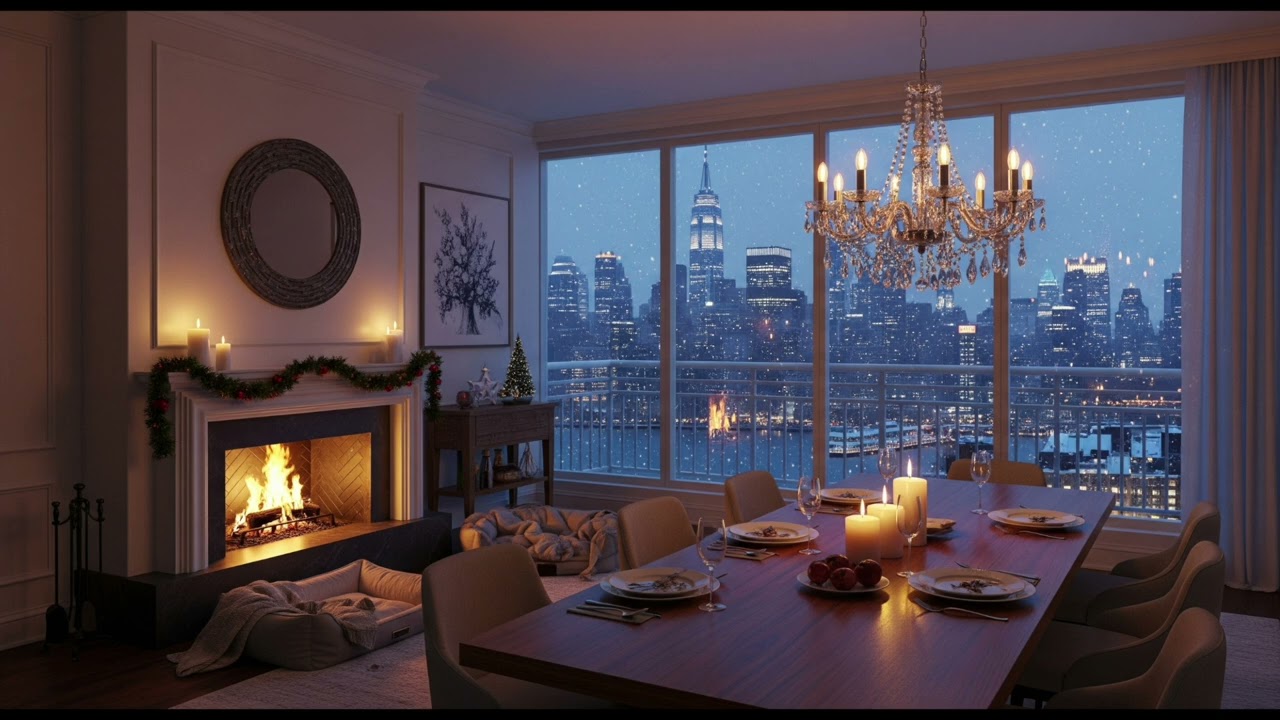 Comfort in Chicago City Condo | Cracking Fireplace overlooking the Skyline
