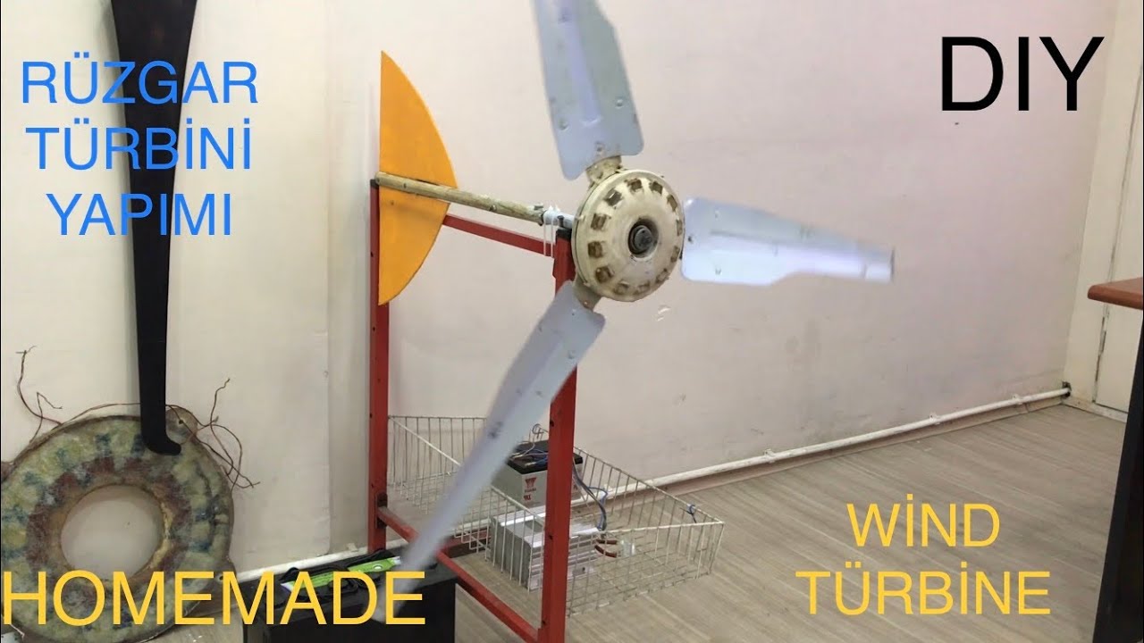 TAVAN VANTİLATÖRÜNDEN RÜZGAR TÜRBİNİ YAPTIM - HOW TO MAKE A WIND TURBINE