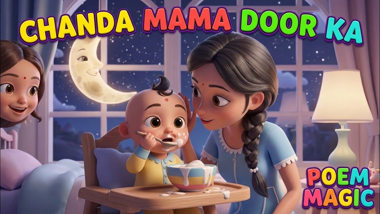 Chanda mama door ka Hindi poem | chanda mama cartoon| chanda mama kids song @CoComelon @Poem-w1g 