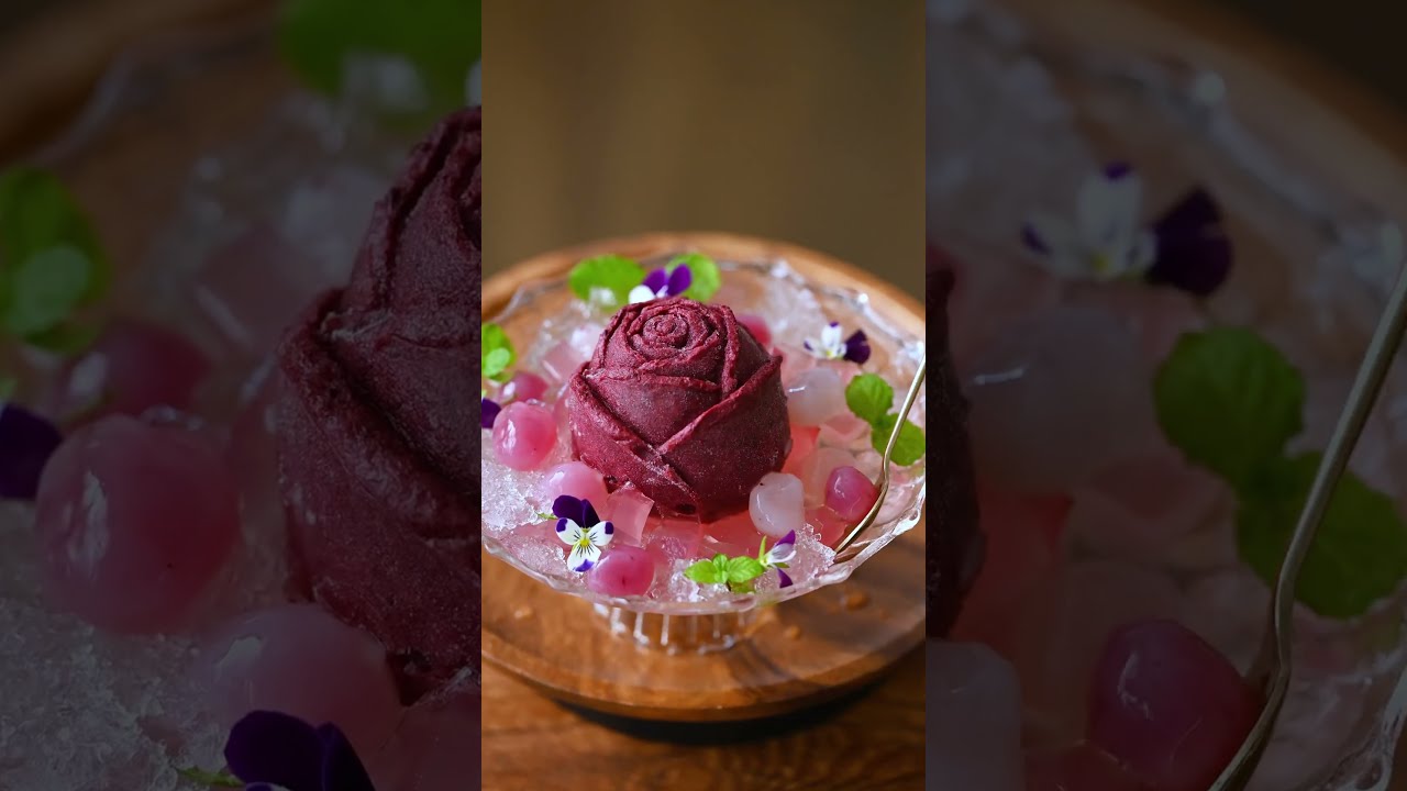 Vegan 🥬 bayberry ice cream ❣️ bayberry powder balls ❣️ soup plum jelly ＠beanpandacook