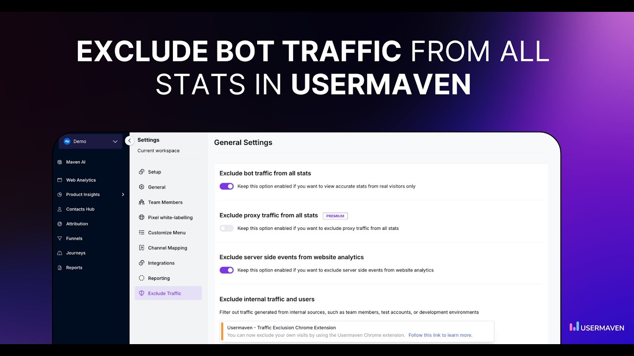 How to exclude bot traffic for cleaner analytics in Usermaven 🚀