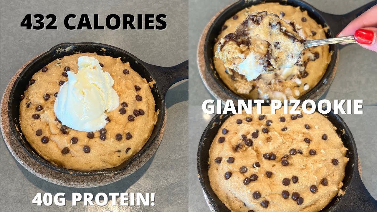 High Protein, Low Calorie Pizookie | 40g Protein Giant Skillet Cookie!