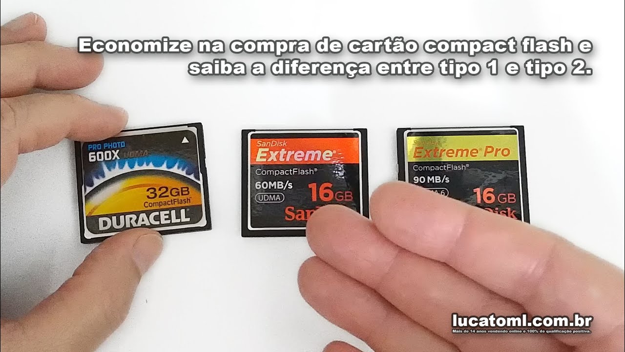 Barateie o custo de cartões Compact Flash e veja a diferença entre cartão CF tipo 1 e tipo 2