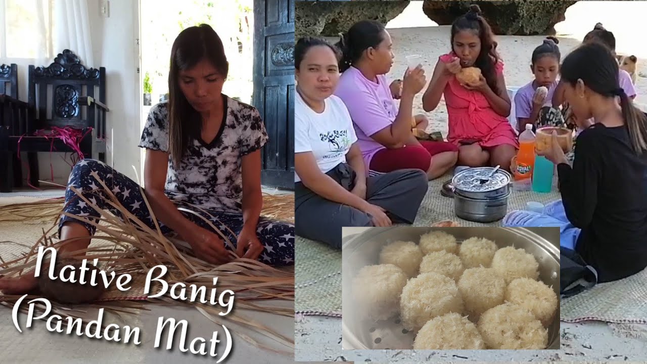 How to make native mat (banig).The long process of making banig made of pandan.