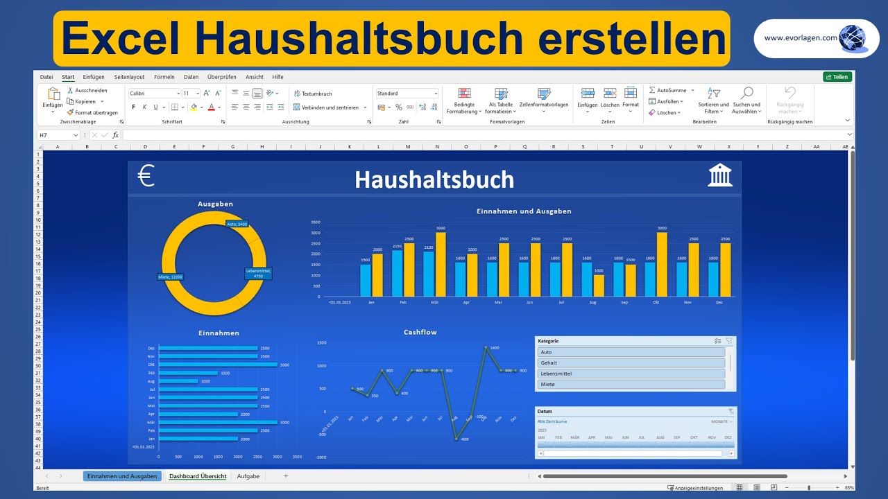 Excel Haushaltsbuch - Vorlage Haushaltsbuch selbst erstellen - Übersicht Einnahmen und Ausgaben