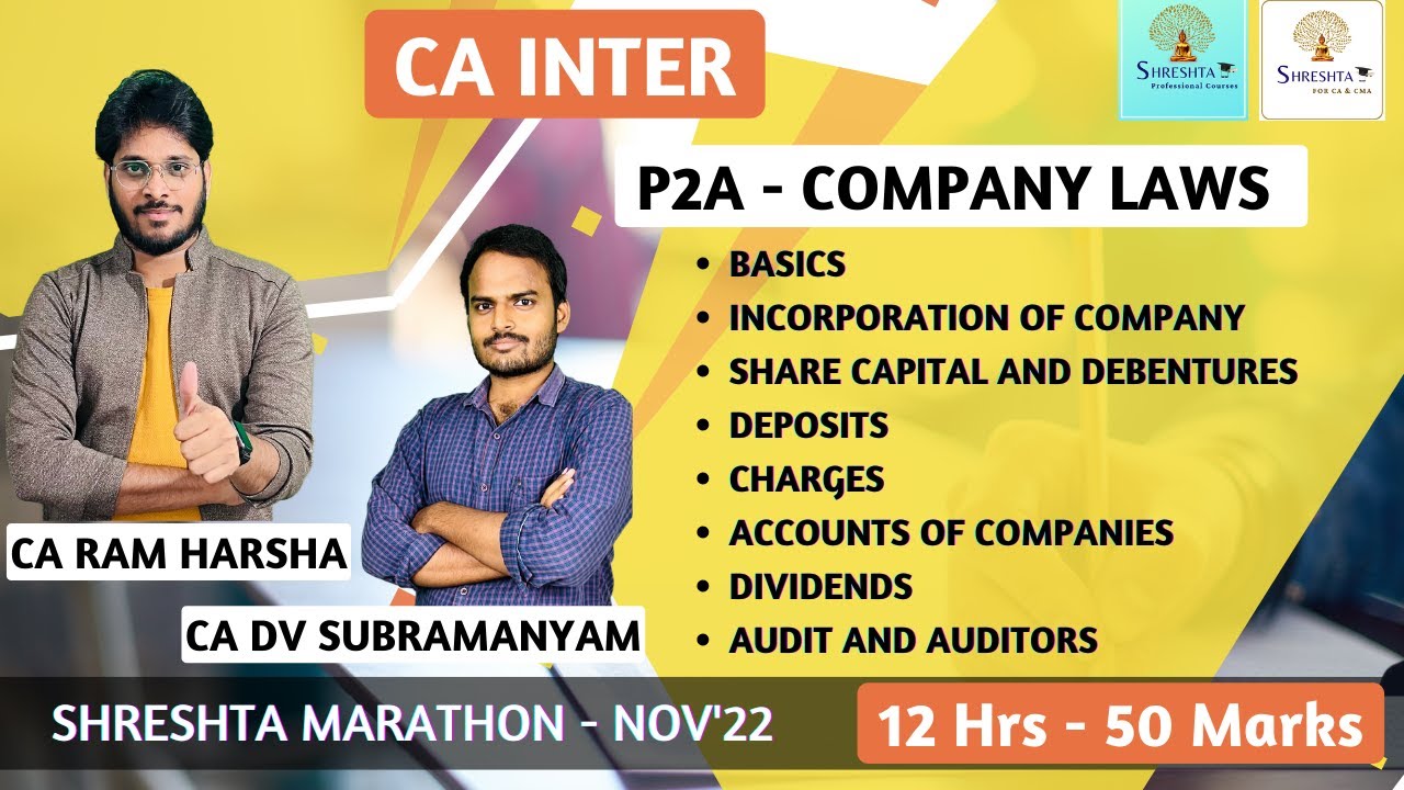 NOV 2022 - P2 A COMPANY LAW - ENGLISH - CA INTER - REVISION MARATHON - WATCH AT STANDARD SPEED