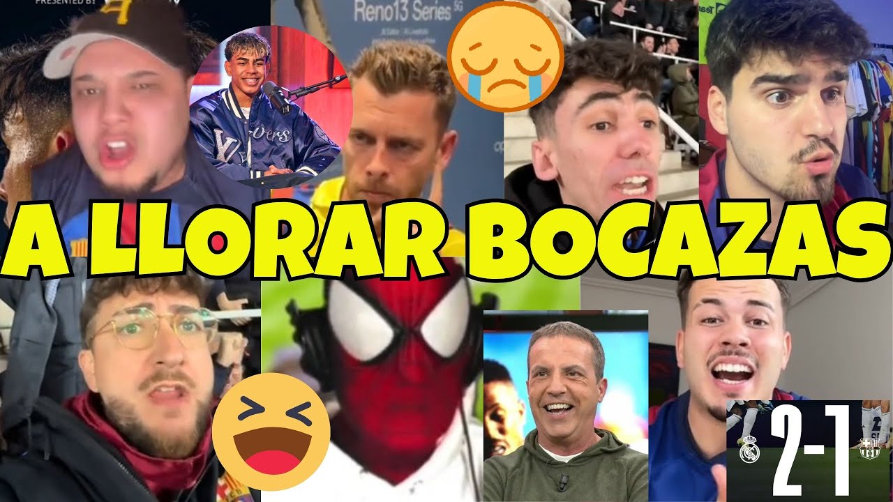 LLOROS Y REACCIONES DE LOS BARCELONISTAS TRAS EL REAL MADRID 2 FC BARCELOBA 1 😭🤣