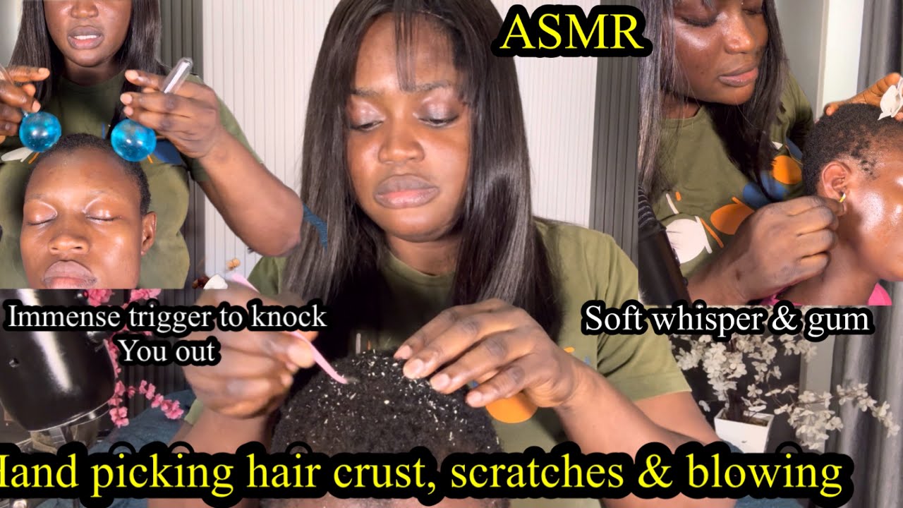 ASMR ✨Immense trigger that will knock you out, soft whisper hair picking, scratching, scalp blowing