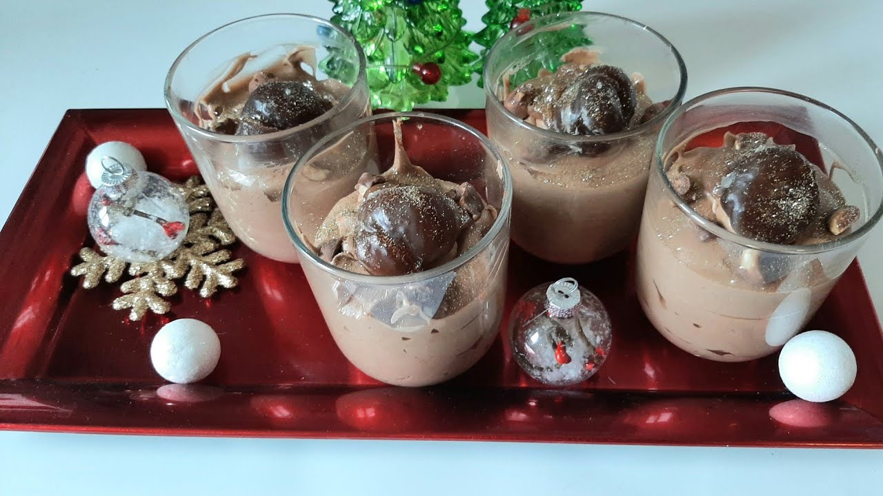 Dessert de Noël # mousse au chocolat et crème de marrons # recette pour repas de Noël # recettenoel