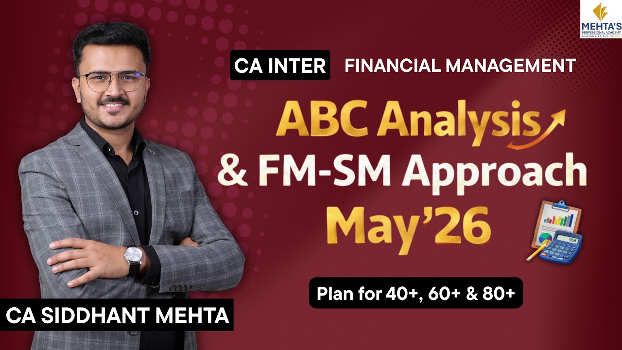 CA Inter FM ABC Analysis for May 2026 exam | CA Inter FM-SM Approach | CA Siddhant Mehta