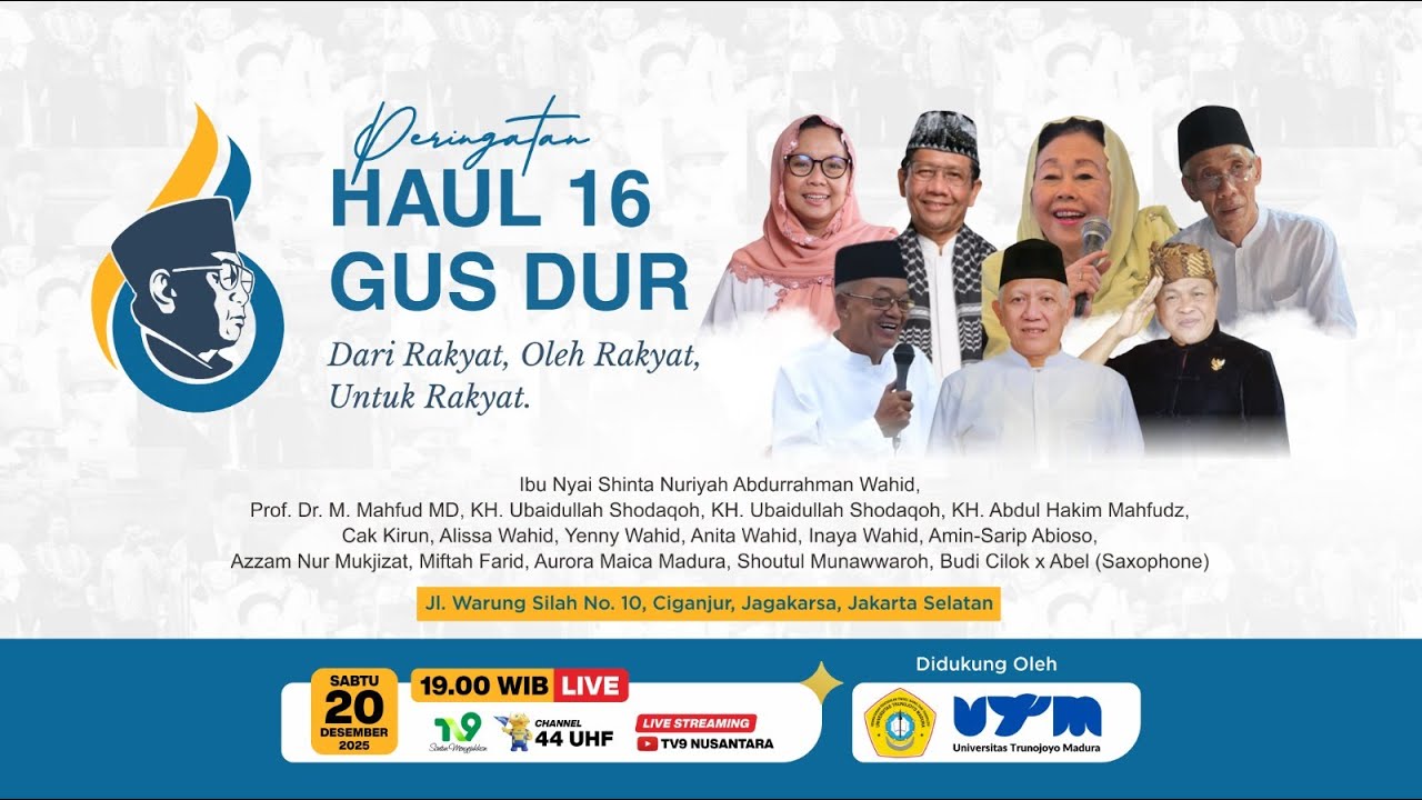🔴(LIVE) Peringatan Haul 16 Gus Dur: Dari Rakyat, Oleh Rakyat, Untuk Rakyat
