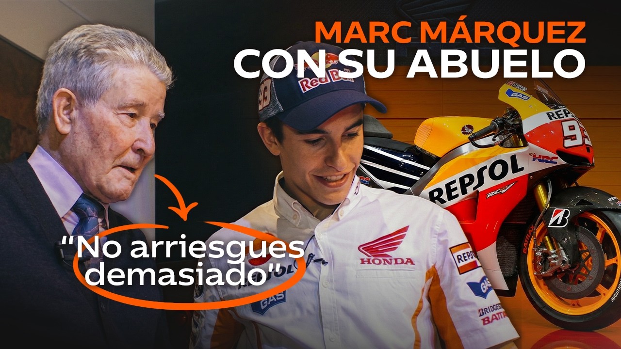 Marc Márquez enseña su nueva RC213V a su abuelo