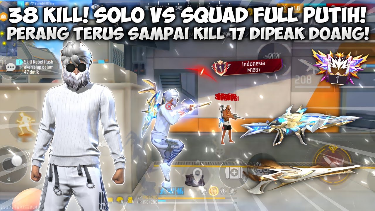 38 KILL! SOLO VS SQUAD FULL PUTIH! PERANG TERUS SAMPAI KILL 17 CUMA DISATU TEMPAT! 