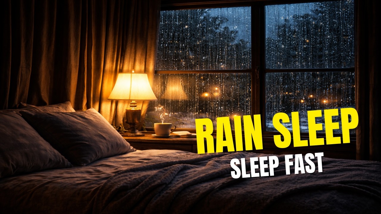 Rain on Window at Night 🌧️ Cozy Dark Room for Deep Sleep | 2 Hours Rain Sounds