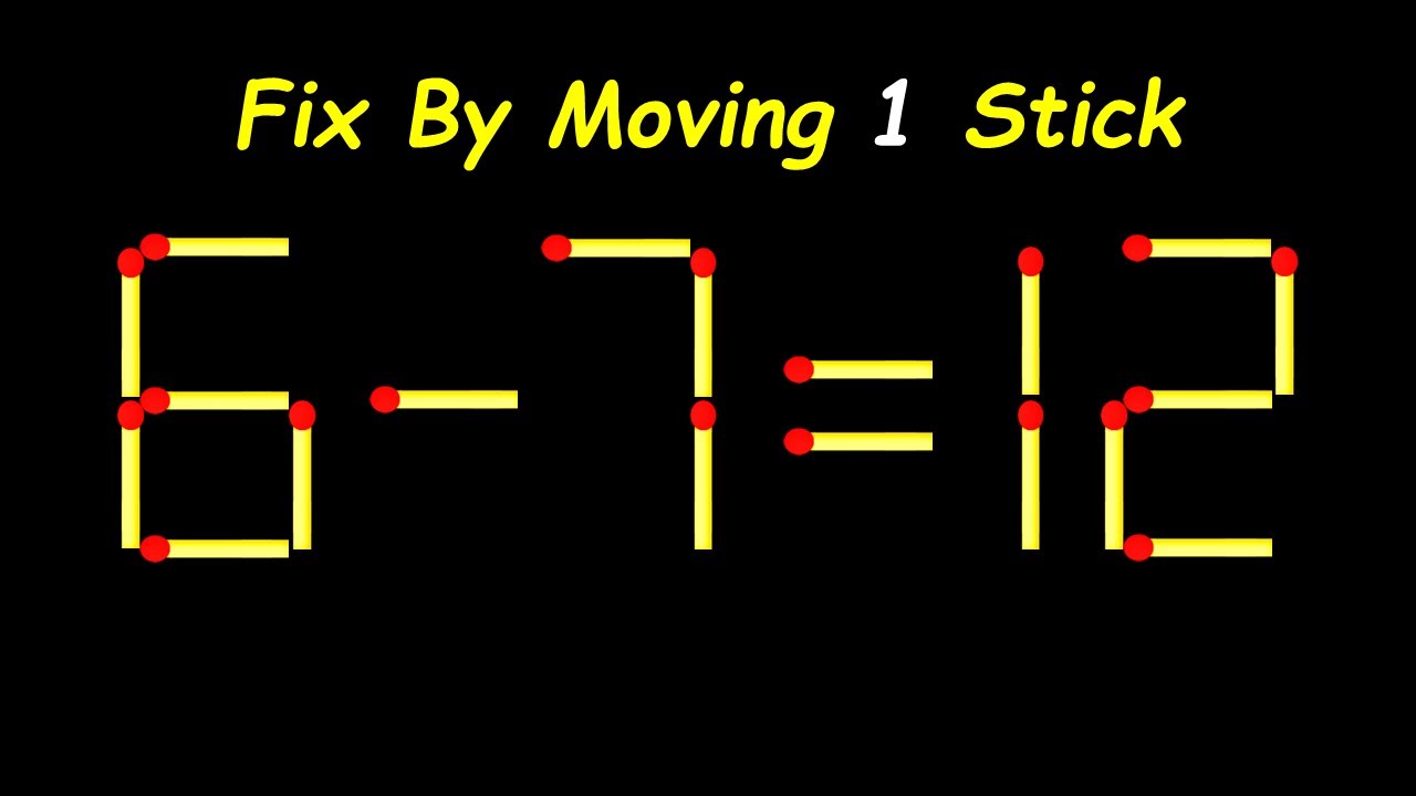 Impossible Matchstick Puzzle - Fix The Equation by moving 1 stick - Improve IQ