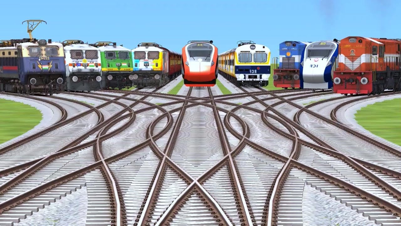 MORE TRAINS CROSSING BY  REALSTIC🫐 BUMPY RAILROAD 3D TRACKS | Passenger train | freight trains