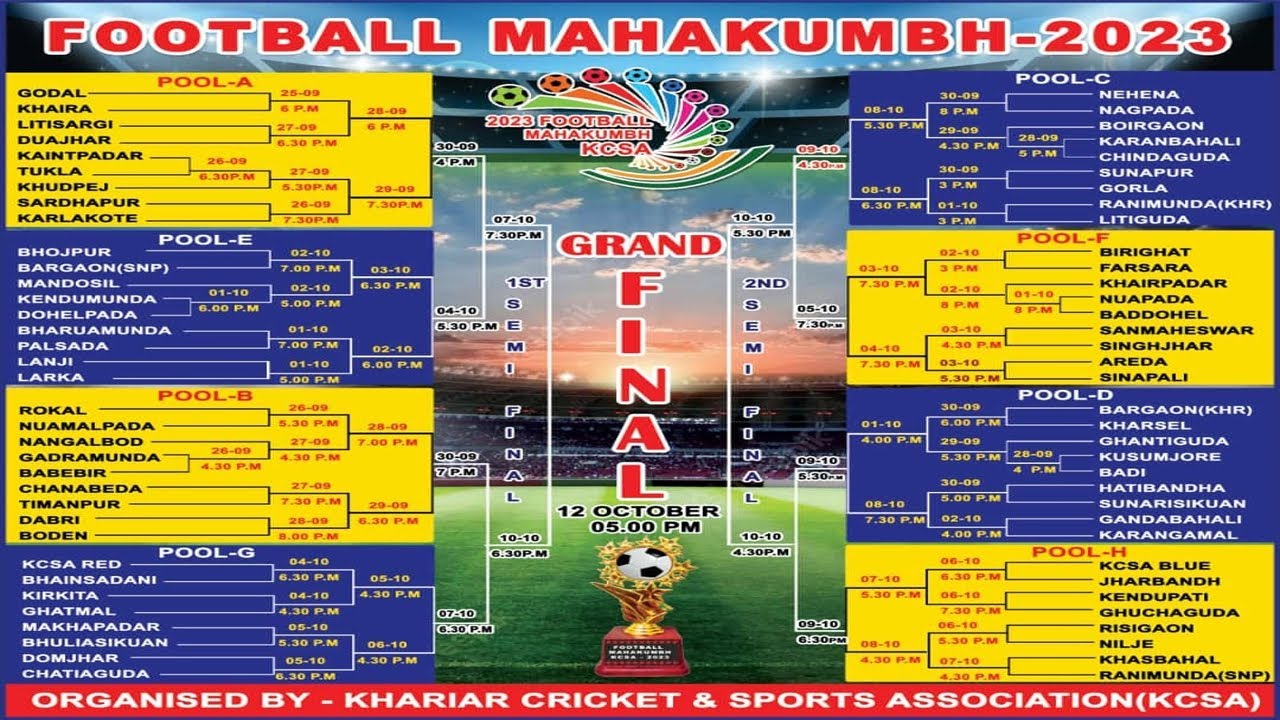 🛑 Live -2023 FOOTBALL MAHAKUMBHA KCSA, KHARIAR ||  Raja A.T. High School Play Ground || Day:- 14
