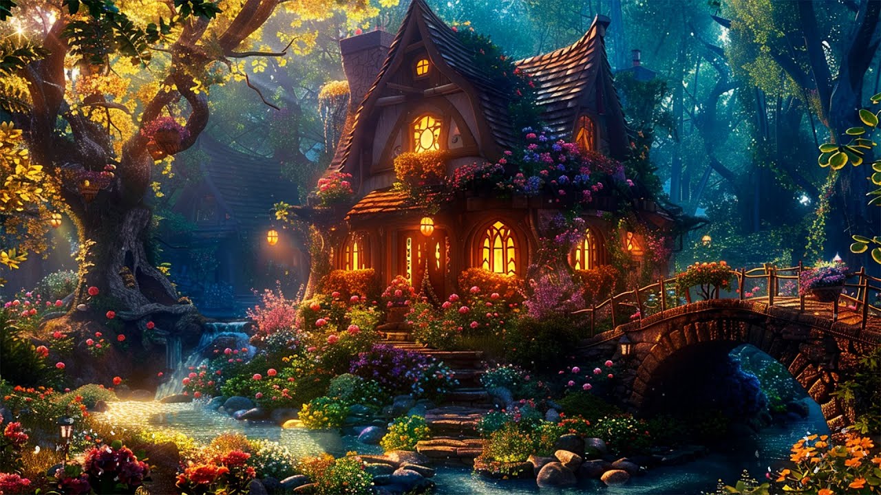 Whimsical Fantasy Cottage ✨ Magical Forest Music & Soft Stream | Chilling, Relaxes, Sleep Well