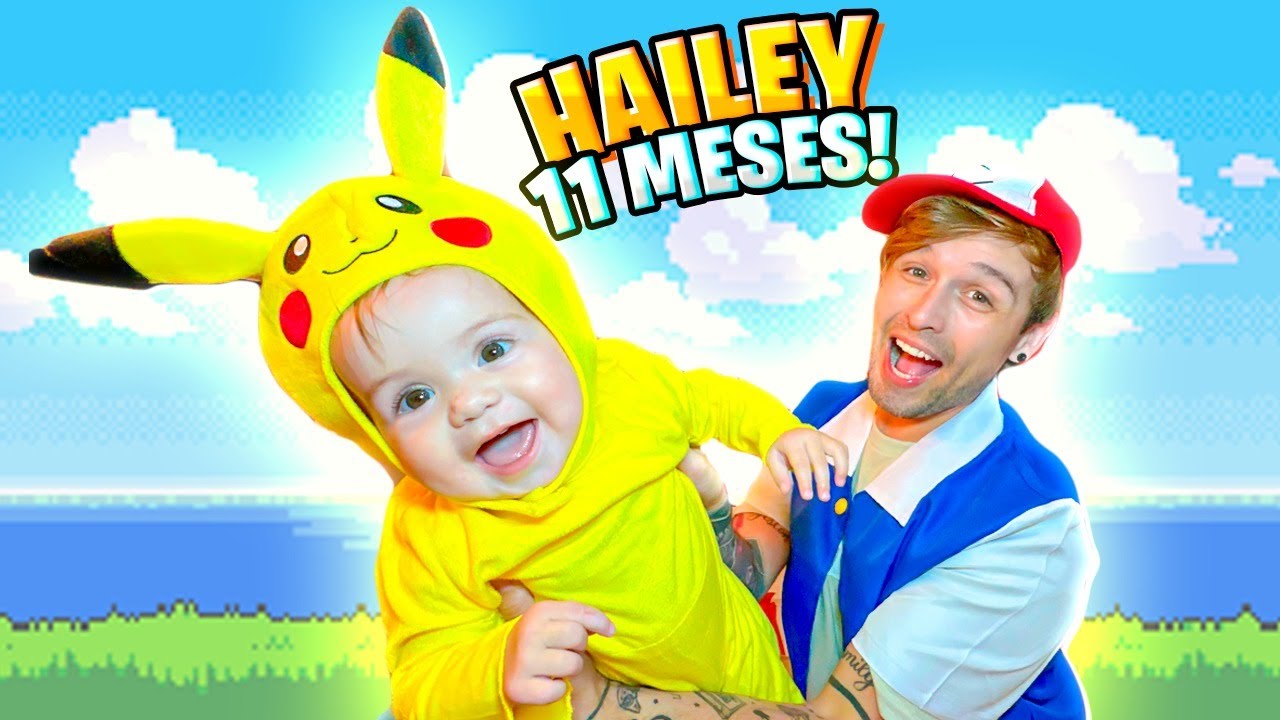 HAILEY virou o PIKACHU de POKÉMON! MESVERSÁRIO de 11 MESES da HAILEY! Pai Também Joga