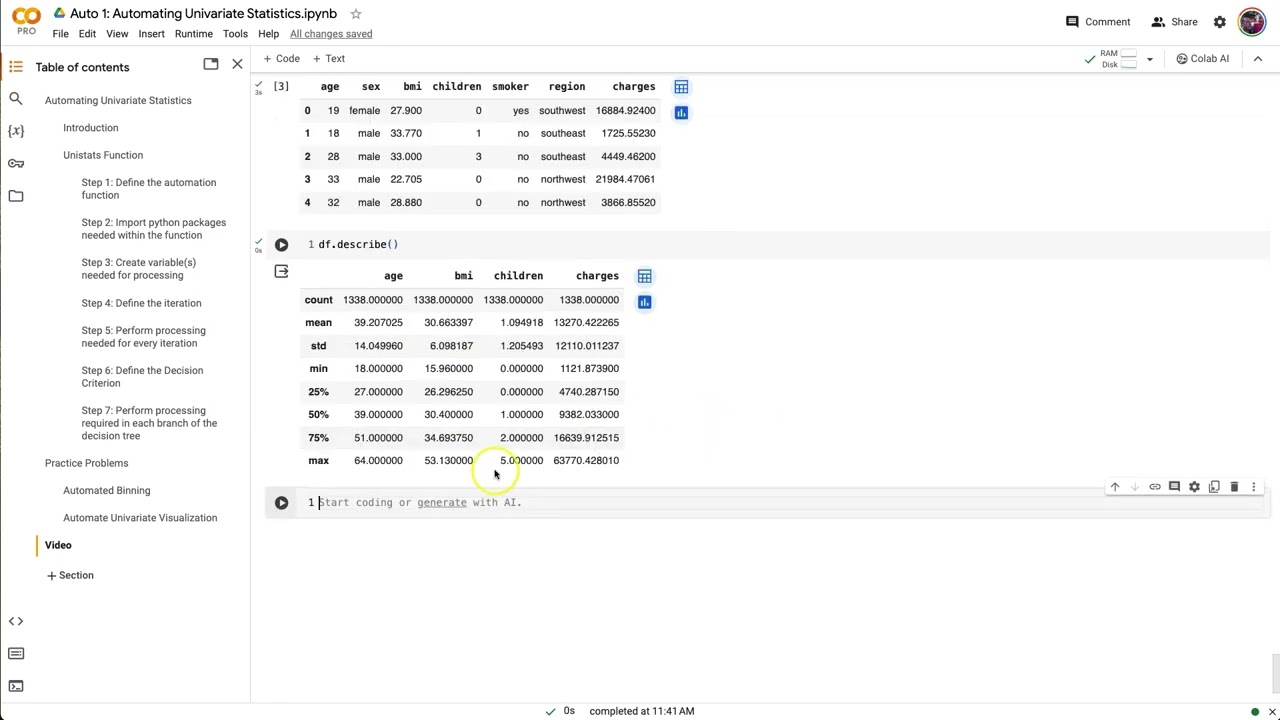 Python Data Science: Automating EDA: Univariate Statistics and Visualizations