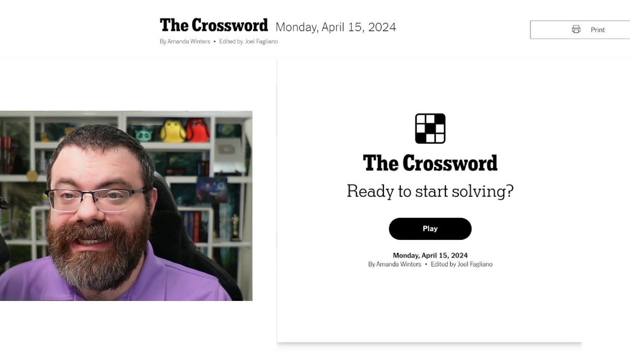 My first time solving a full crossword! | NYT Monday Crossword April 15, 2024