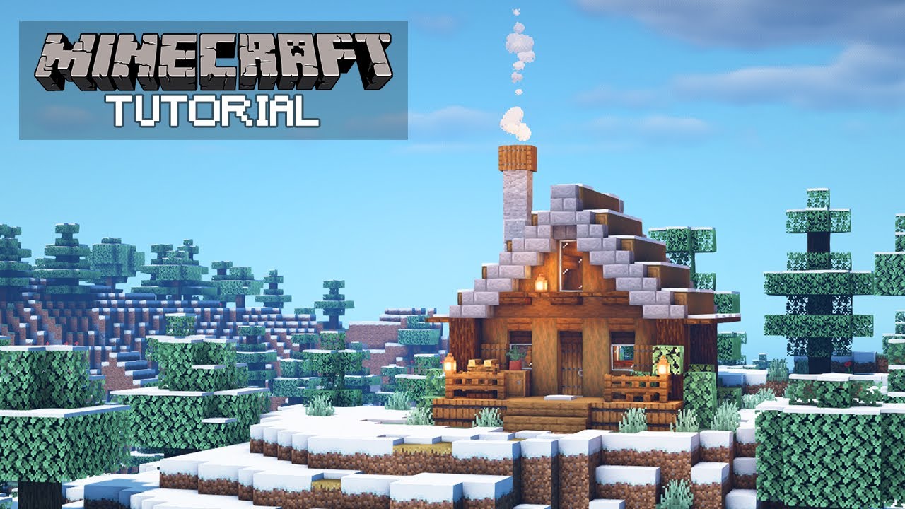Minecraft: How To Build a Winter Cabin (Tutorial)