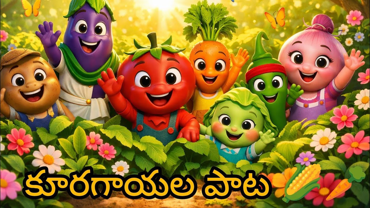 కూరగాయల పాట 🌽🥕 | Fun Telugu Nursery Rhyme for Kids