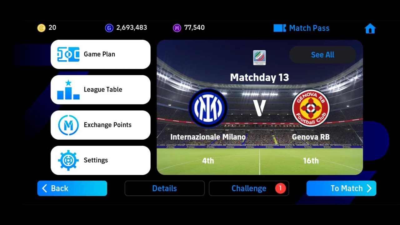 Matchday 13 | Inter Milan vs Genova RB | eFootball 2024
