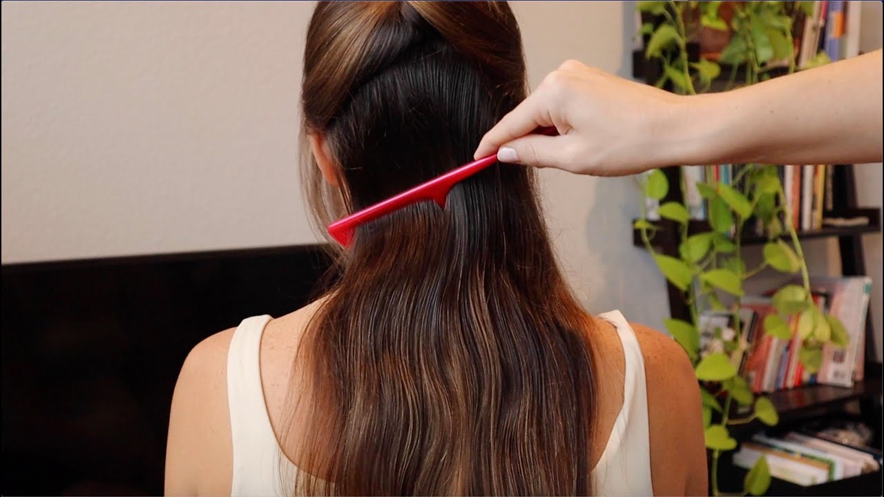 ASMR | Gentle hair combing (wet hair, hair play, water sounds, whispers)