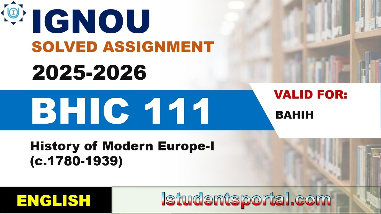 IGNOU BHIC 111 Solved Assignment 2025-2026 | English Medium | Download PDF | IGNOU Students Portal