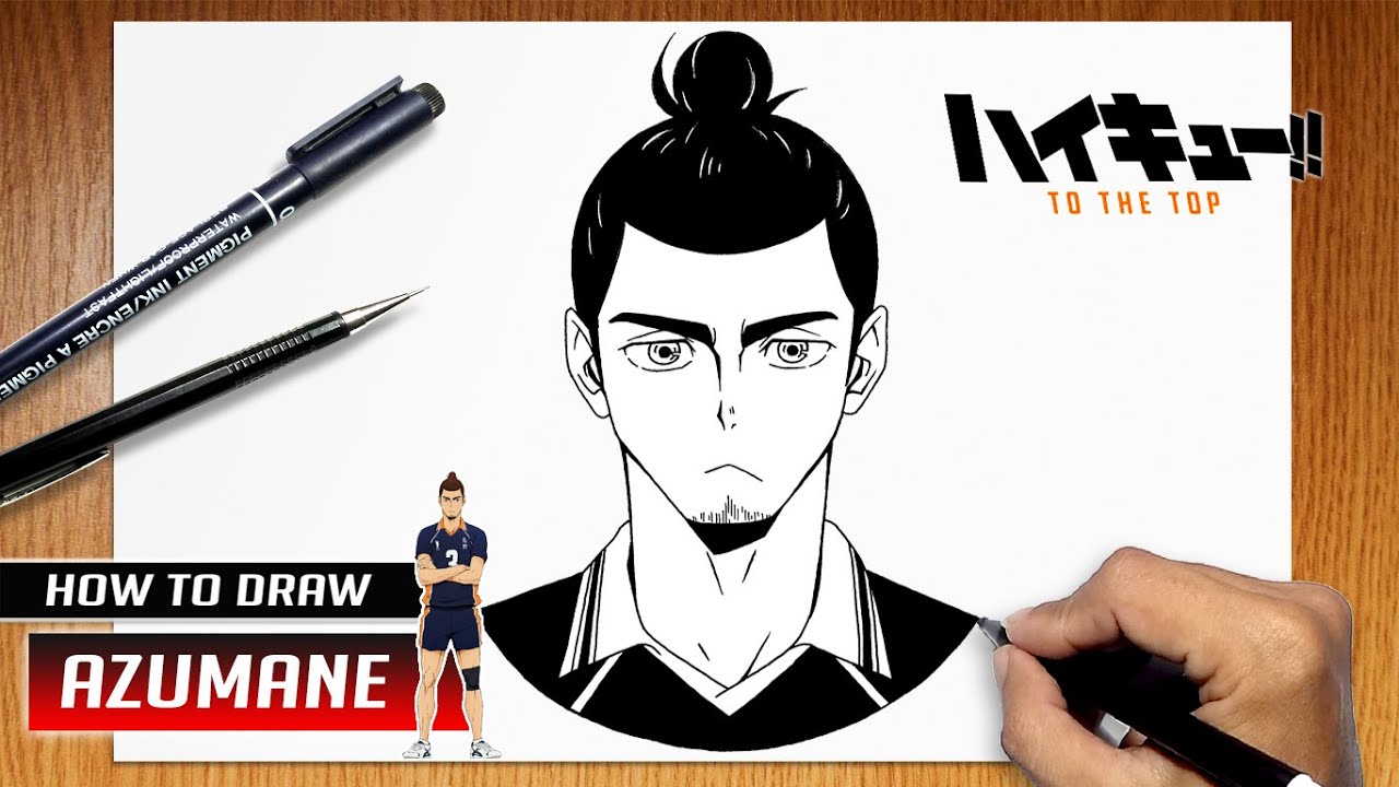 How to draw Asahi Azumane from Haikyuu to the top