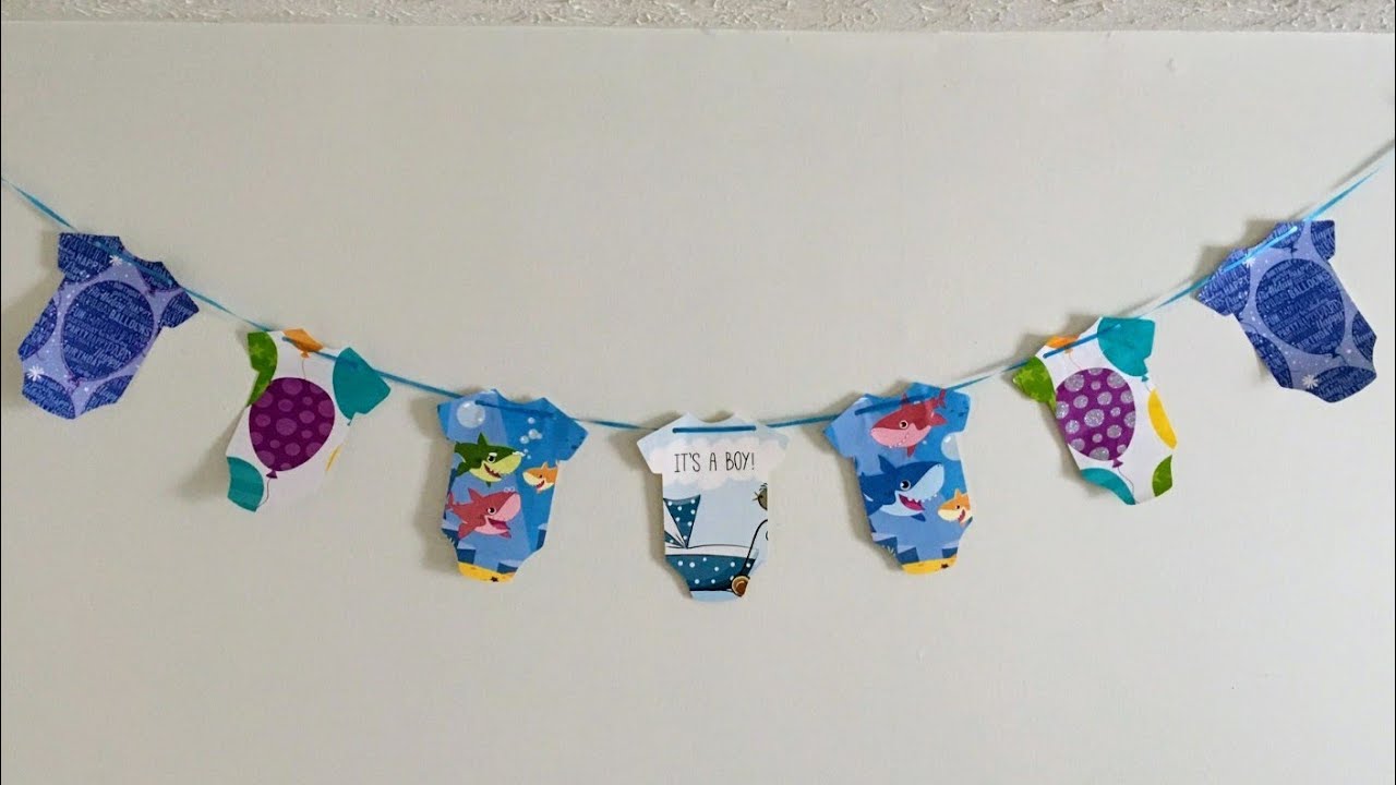 DIY Baby Shower Banner | Baby  Bodysuit Banner | It's A Boy! Banner Using Gift Bag