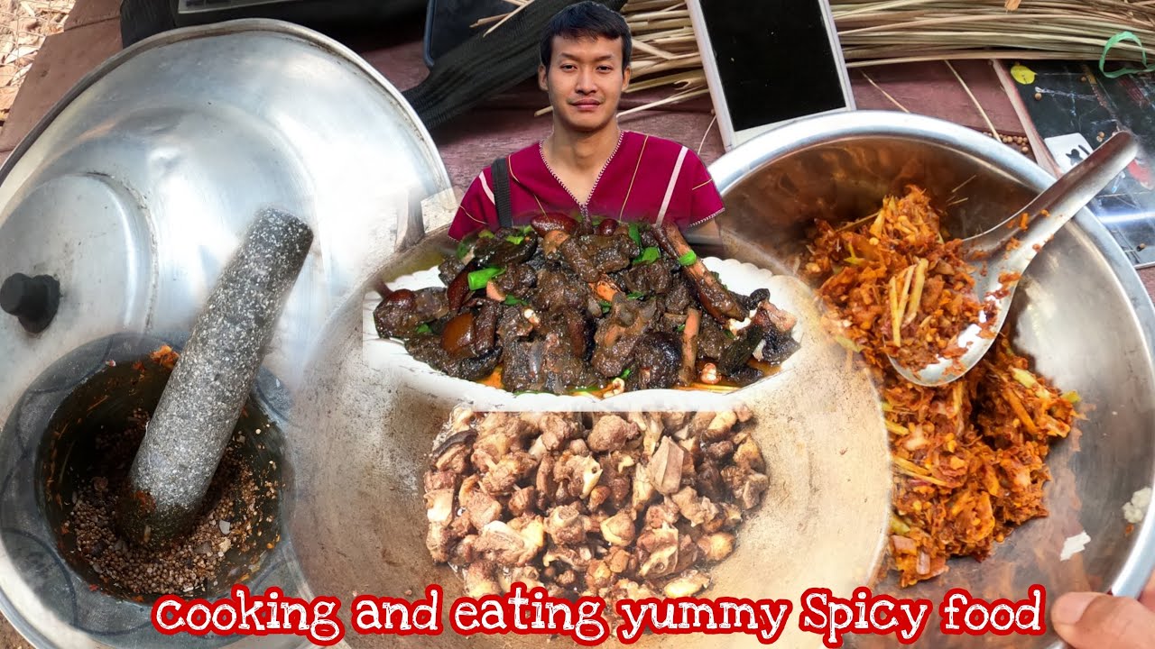 Cooking spicy Karen Food and eat 😋yummy