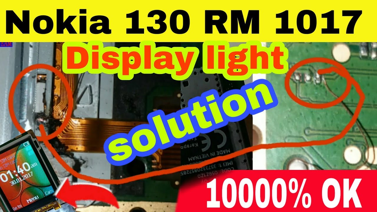 nokia 130 rm ta 1017  display light problem solution // nokia 130 rm ta 1017  display light jumper
