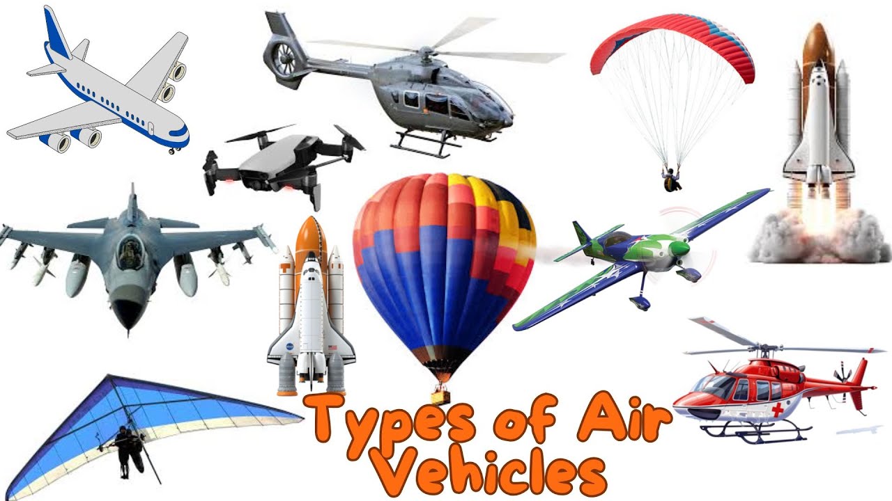 Types of Air Vehicles | Learn Air Transportation Names and Sounds for Kids | learn Air Transport