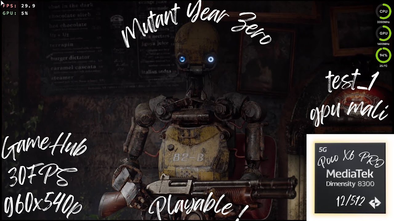 Mutant Year Zero GameHub gpu Mali POCO X6 Pro MTK Dimensity 8300 Ultra ! Playable ! Long Play !