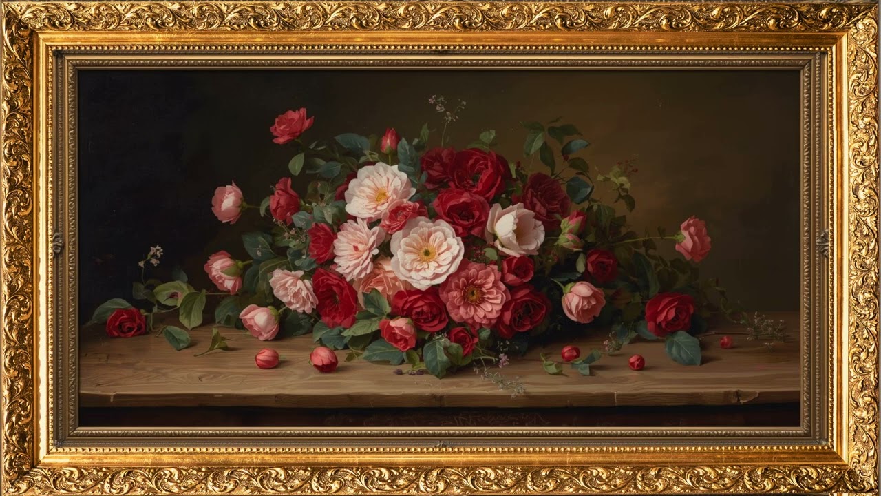 Valentine’s Day Love Rose Oil Painting Frame TV Art | 2 Hours | Free TV Screensaver | Floral art