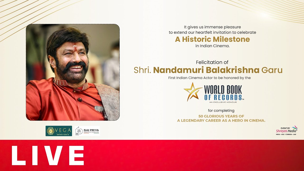 Celebrate a Historic Milestone – Nandamuri Balakrishna Garu | World Book of Records Live