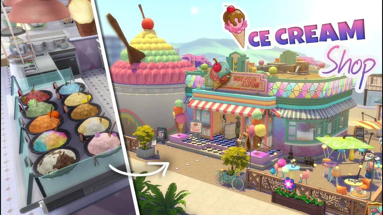 i tried building ice cream shop in the sims 🍨 sims 4 community lot speed build NO CC