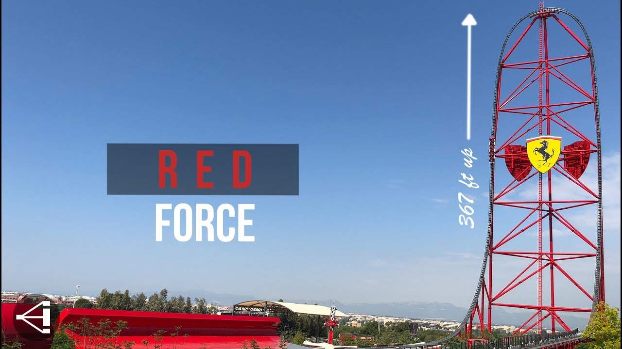RED FORCE insane launch coaster.. 0-112mph in 5 seconds! Ferrari Land Spain