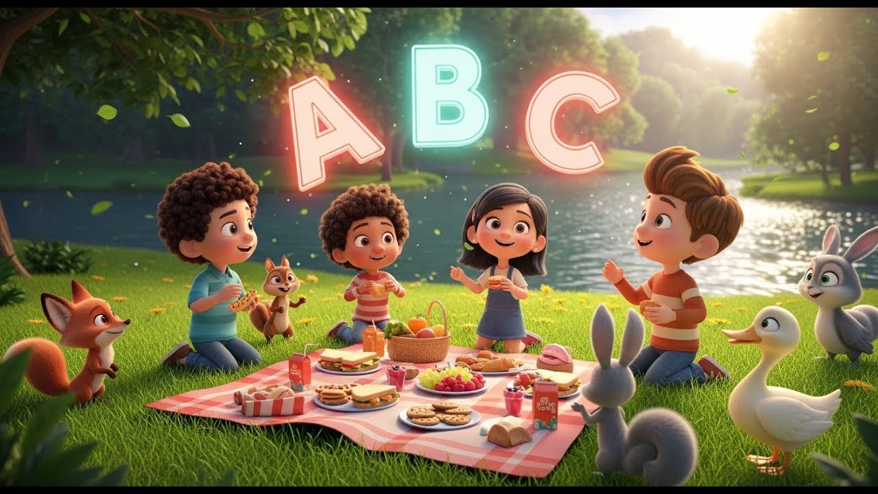 ABC Picnic by the River 🧺🌊 | Alphabet Song for Kids | Fun ABC Learning Video