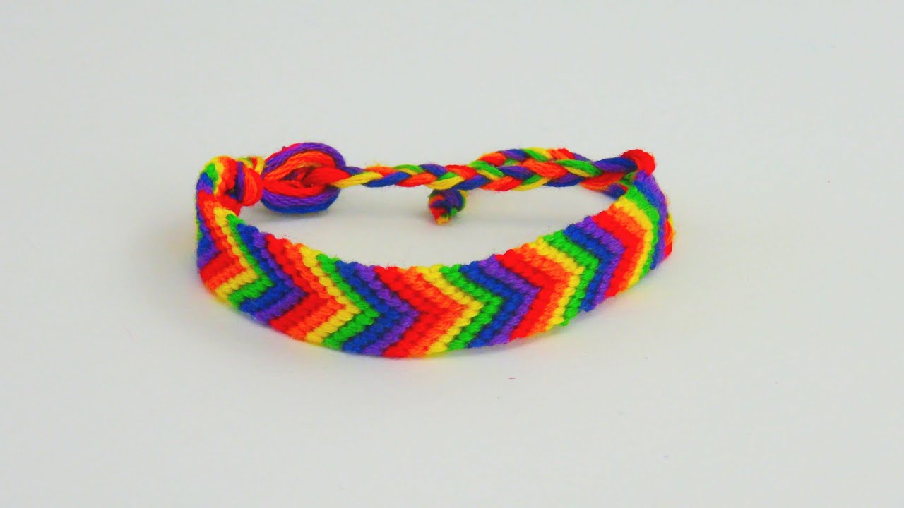 Armband knüpfen / Freundschaftsarmband mit Regenbogen Muster Baumwollarmband Pfeilmuster | deutsch