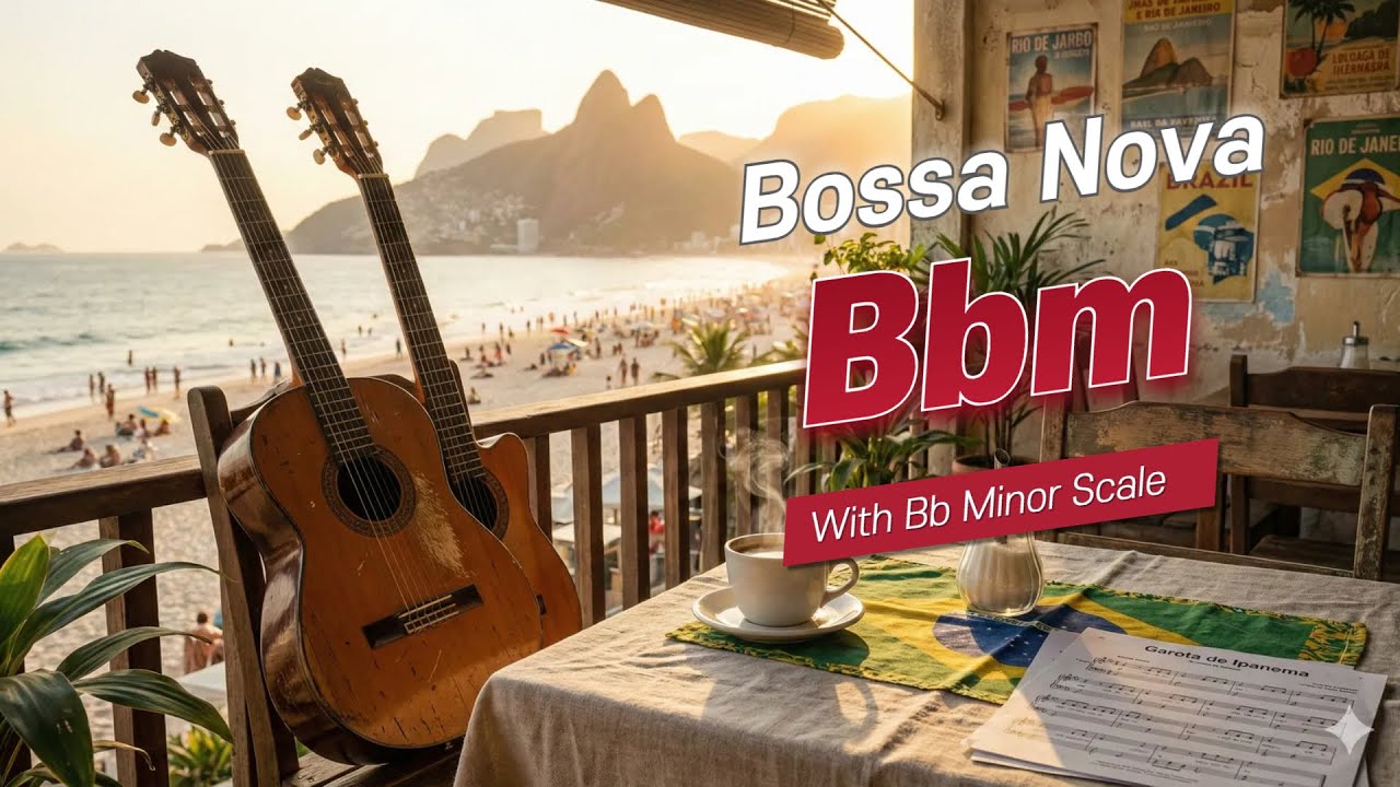 Smooth & Bright Bossa Nova Guitar Backing Track in Bb Minor | Happy Vibe