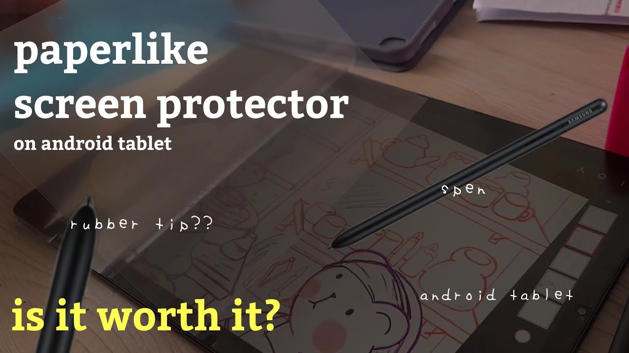 paper-like screen protector on samsung galaxy s6 lite android tablet