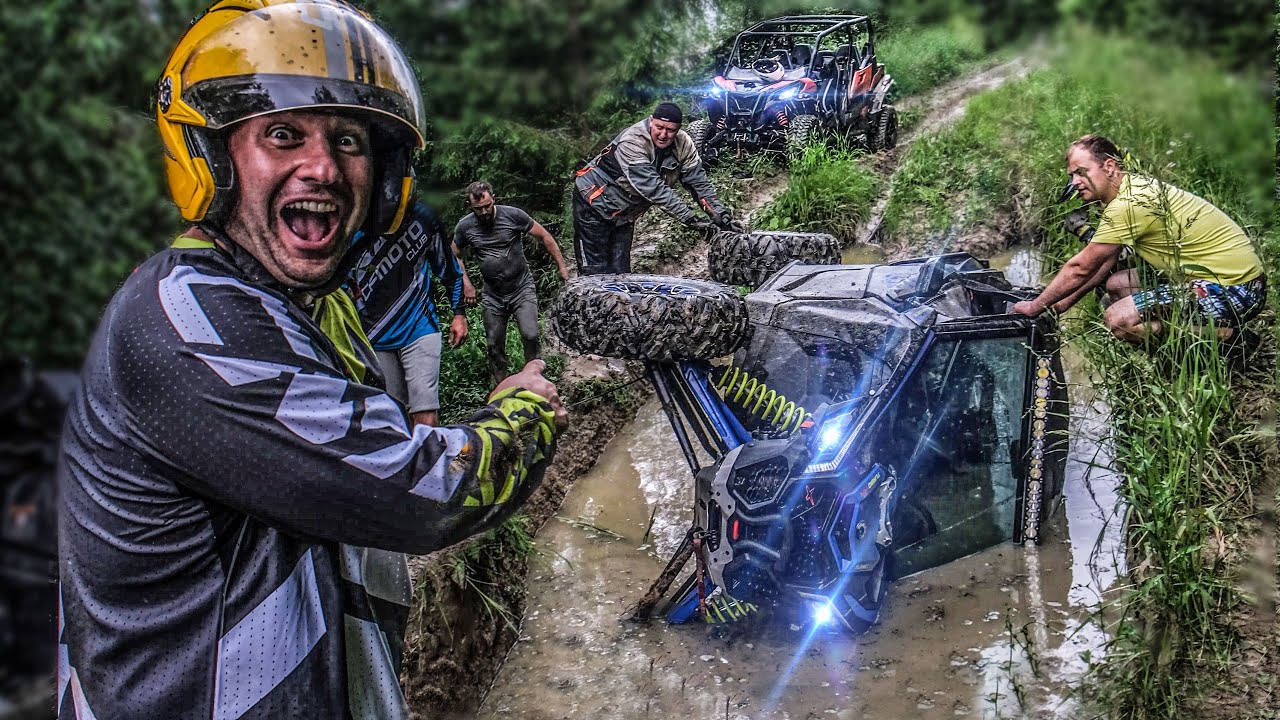 CAN-AM MAVERICK XRS ПЕРЕВЕРНУЛСЯ В КАНАВЕ, вытащили с помощью CAN-AM MAVERICK SPORT MAX