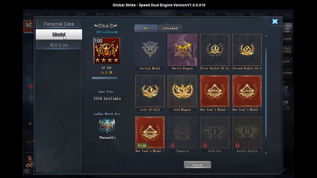 Global Strike - My account